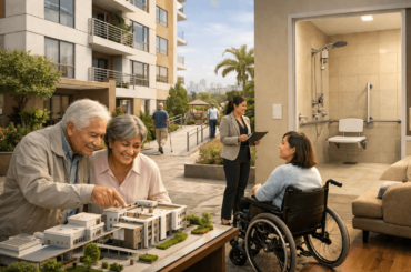Departamento accesible e inclusivo en Perú con rampas, ascensor amplio y baño adaptado para personas con discapacidad y adultos mayores. departamentos-accesibles-e-inclusivos